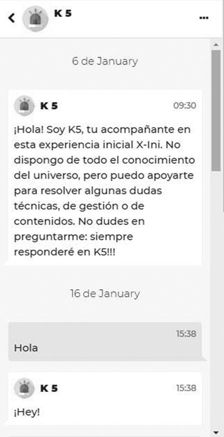 Figura 6. Interacción del chatbot con el estudiante.