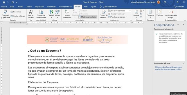 Ejemplo de un material educativo accesible. Fuente: Bachillerato Virtual de la UAS.