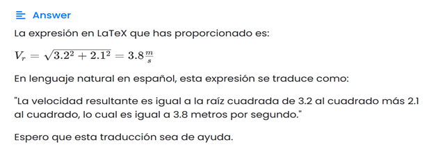 Figura 3. Traducción de lenguaje LaTeX a español con Perplexity.